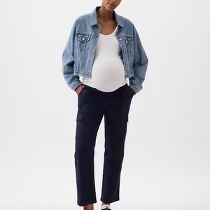 GAP Maternity Under Belly Linen-Cotton Cargo Pants